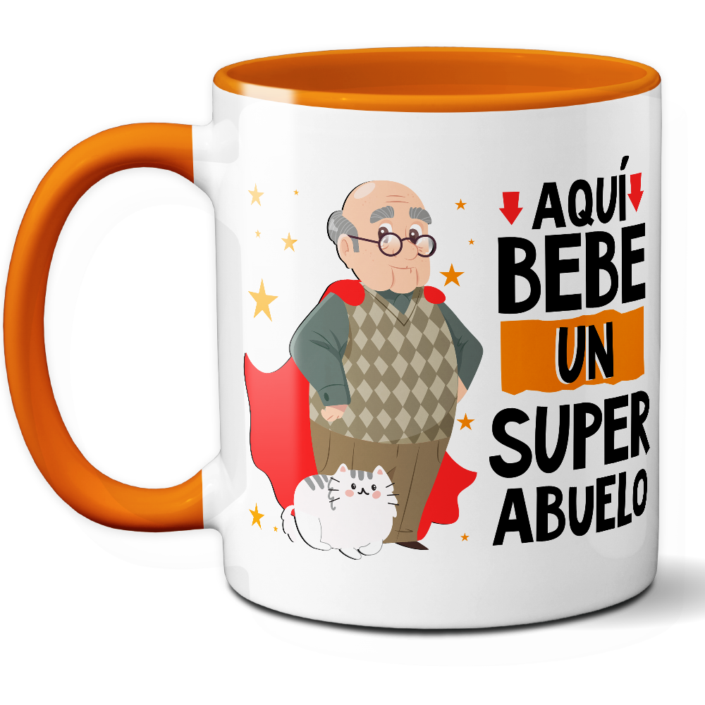 Taza Divertida 'Aquí bebe un súper abuelo' - Ref. 21 - Cerámica 325 ml