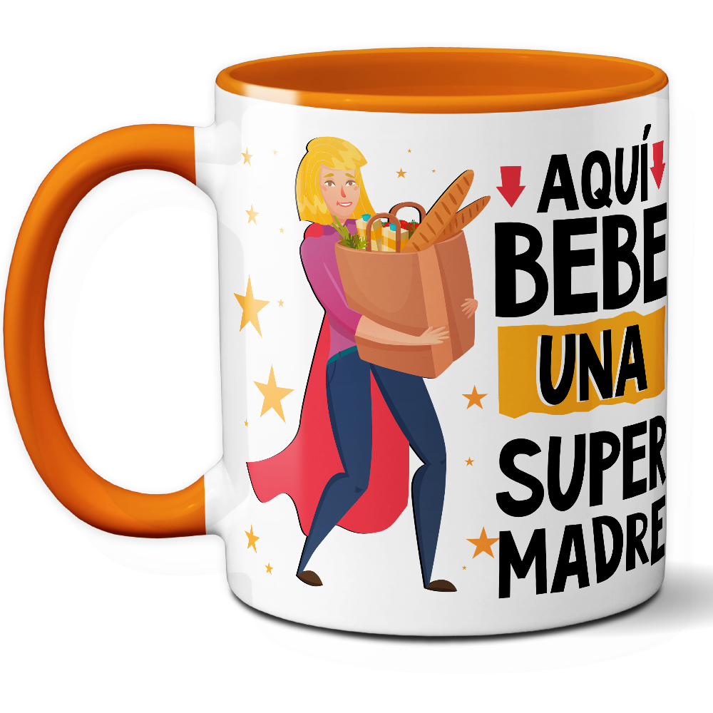 Taza Divertida 'Aquí bebe una súper madre' - Ref. 24 - Cerámica 325 ml