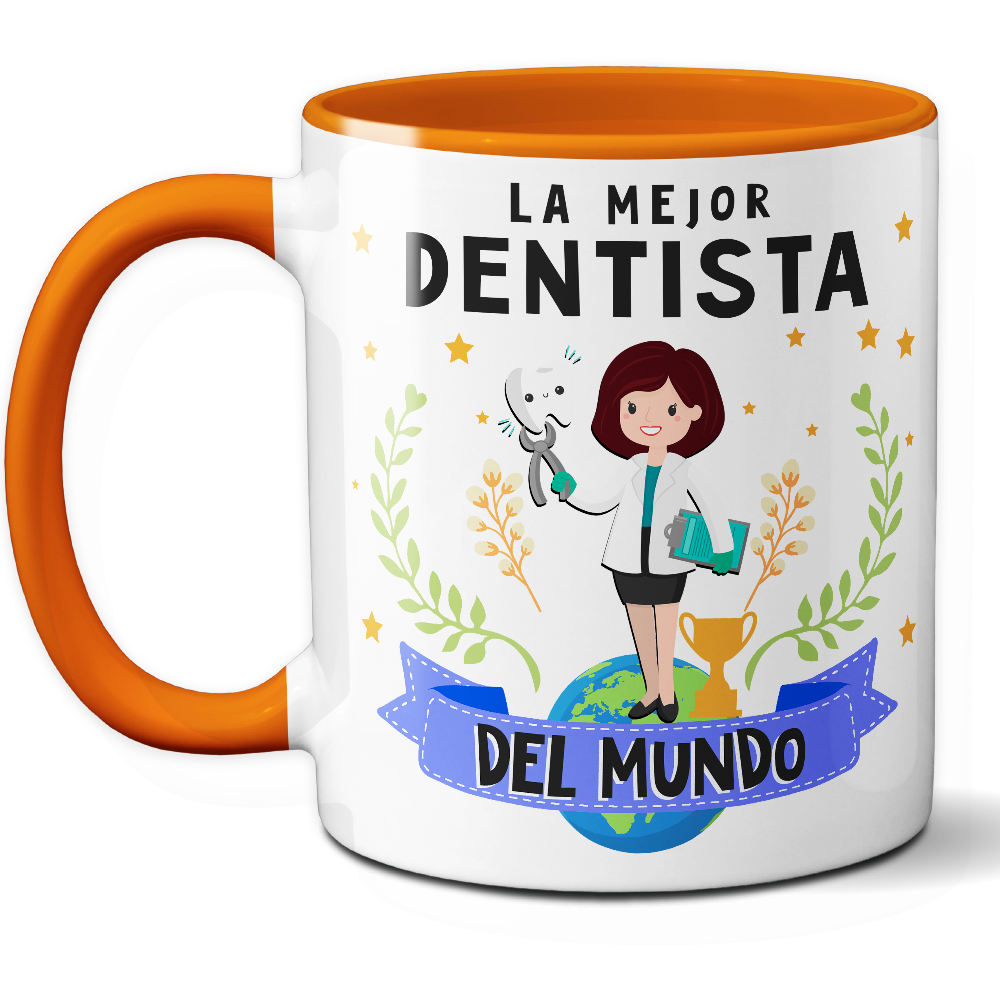 Taza Original 'La mejor dentista del mundo' - Ref. 36 - Cerámica 325 ml