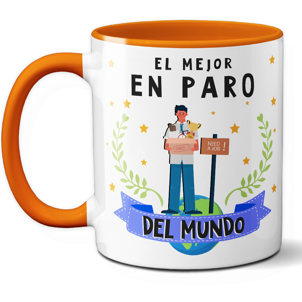 Taza Divertida 'El mejor en paro del mundo' - Ref. 86 - Cerámica 325 ml