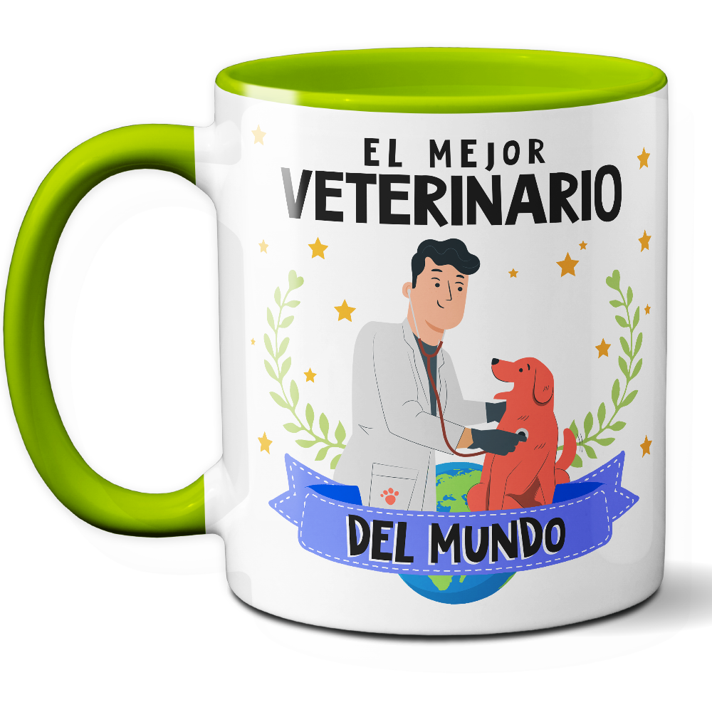 Taza Original 'El mejor veterinario del mundo' - Ref. 77 - Cerámica 325 ml