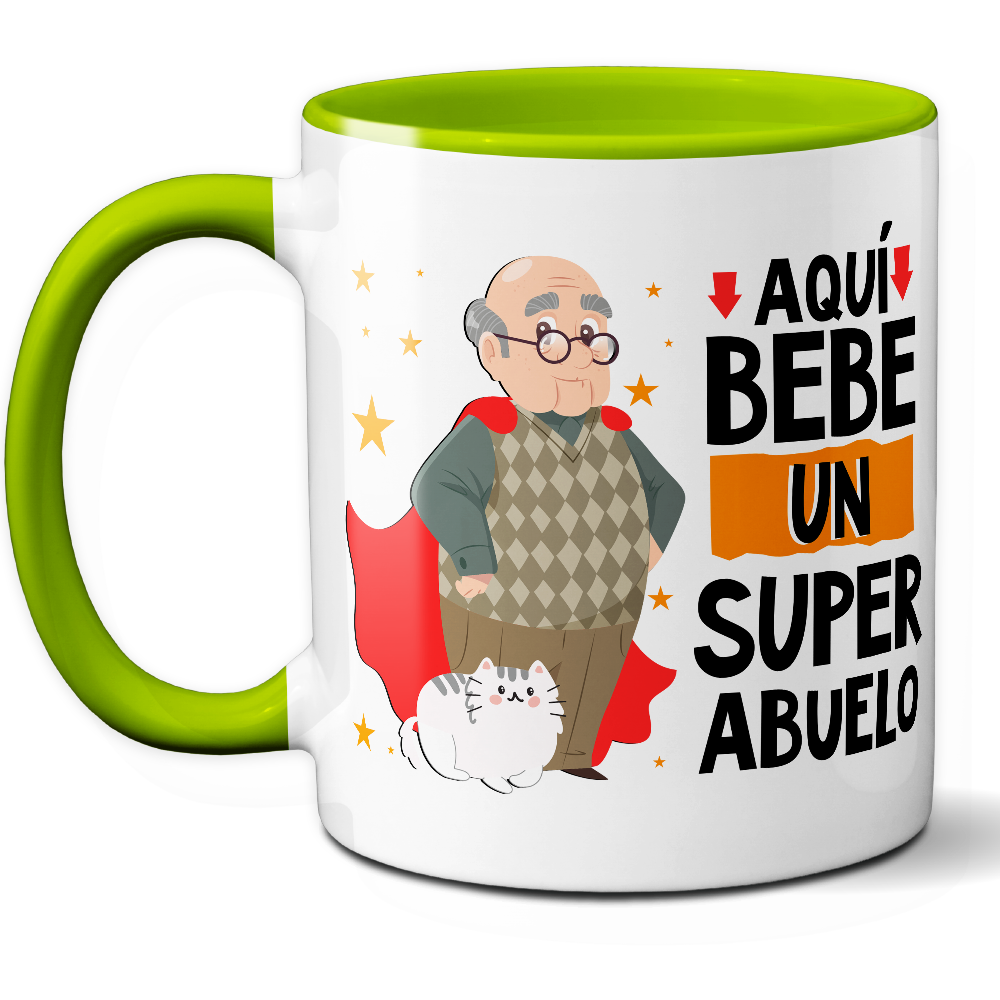 Taza Divertida 'Aquí bebe un súper abuelo' - Ref. 21 - Cerámica 325 ml