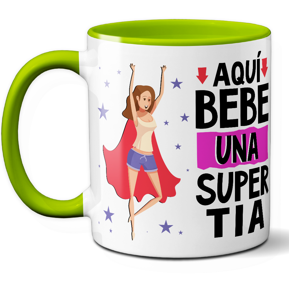 Taza Divertida 'Aquí bebe una súper tía' - Ref. 27 - Cerámica 325 ml