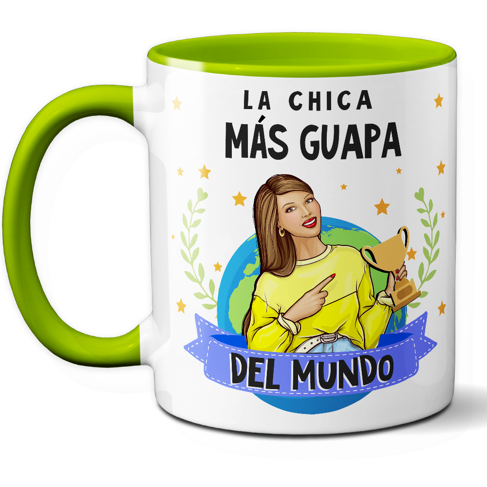 Taza Divertida 'La chica más guapa del mundo' - Ref. 92 - Cerámica 325 ml
