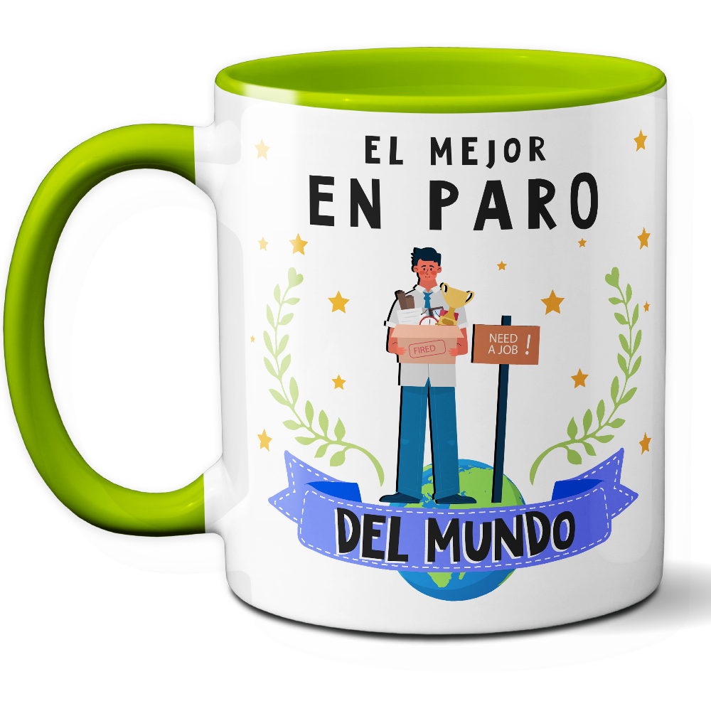 Taza Divertida 'El mejor en paro del mundo' - Ref. 86 - Cerámica 325 ml