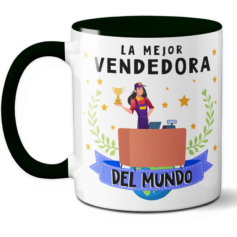 Taza Original 'La mejor vendedora del mundo' - Ref. 84 - Cerámica 325 ml