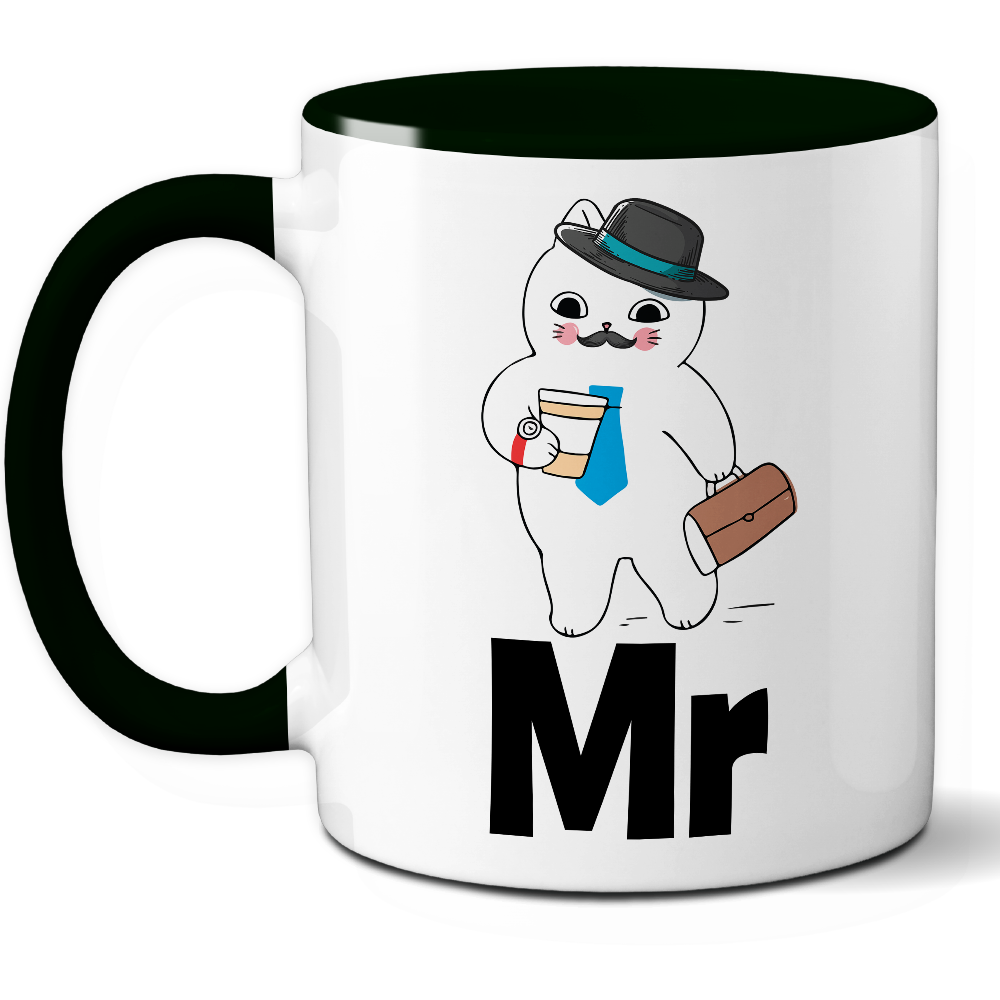 Taza Original 'Mr' con Gatito Ejecutivo – Ref. 7 – Cerámica 325 ml