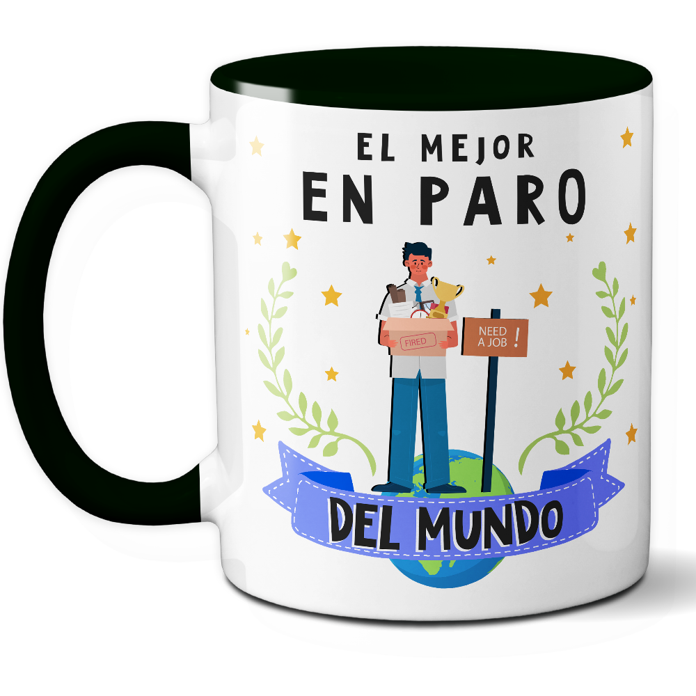 Taza Divertida 'El mejor en paro del mundo' - Ref. 86 - Cerámica 325 ml