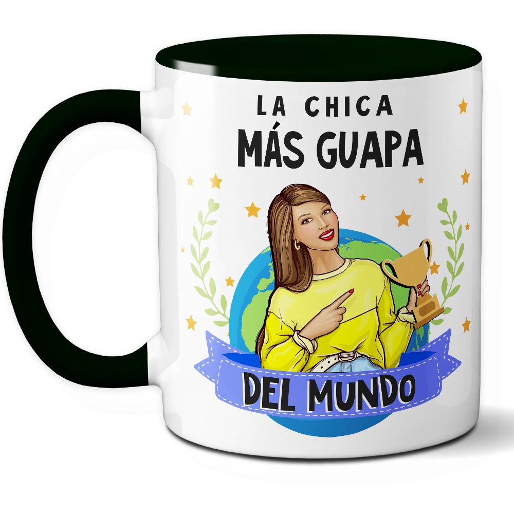 Taza Divertida 'La chica más guapa del mundo' - Ref. 92 - Cerámica 325 ml