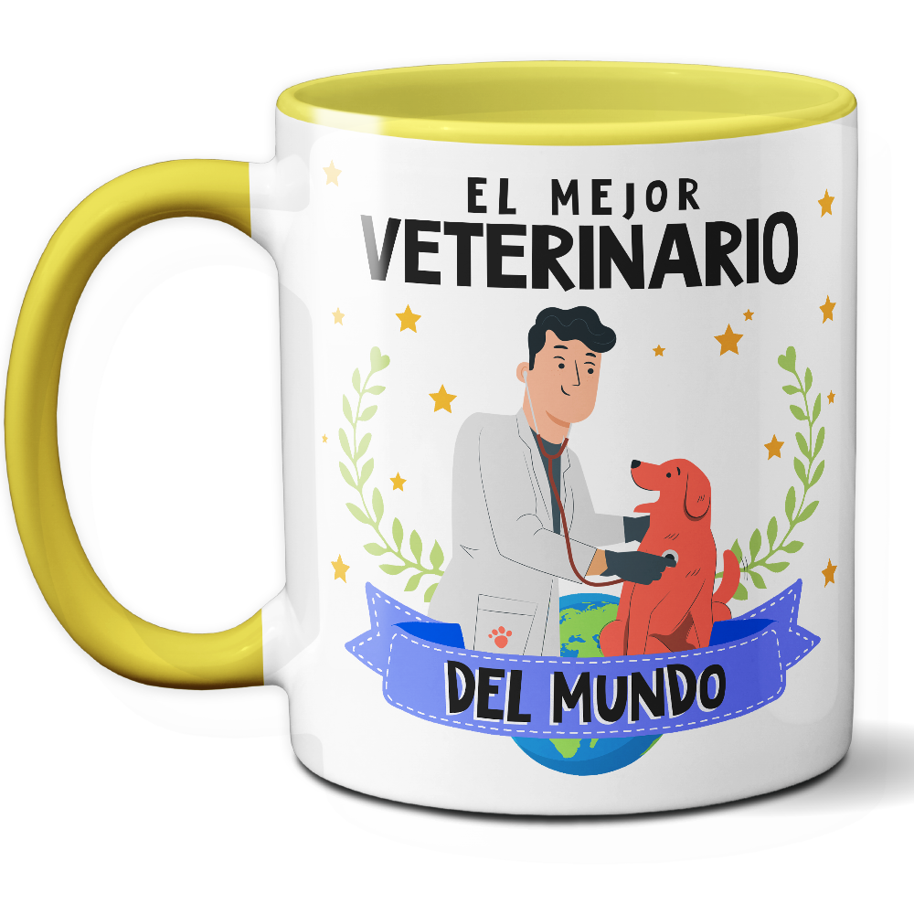 Taza Original 'El mejor veterinario del mundo' - Ref. 77 - Cerámica 325 ml
