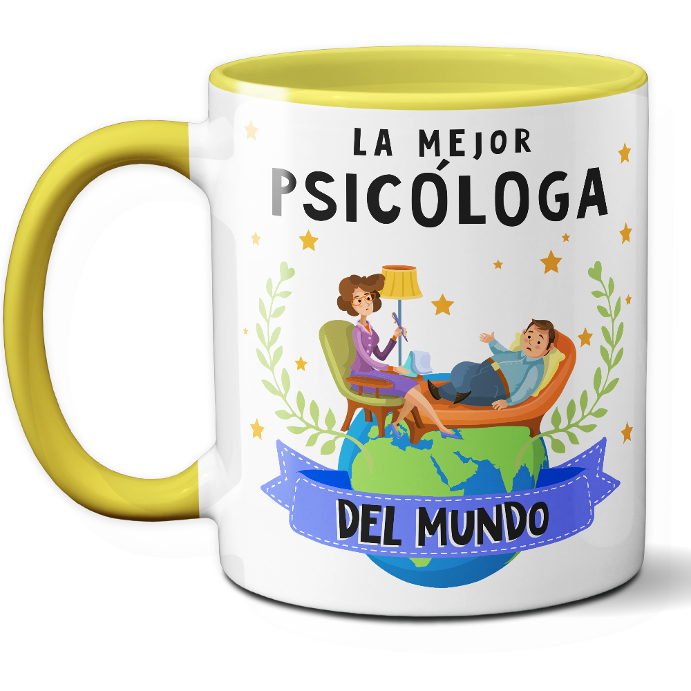 Taza Original 'La mejor psicóloga del mundo' - Ref. 75 - Cerámica 325 ml