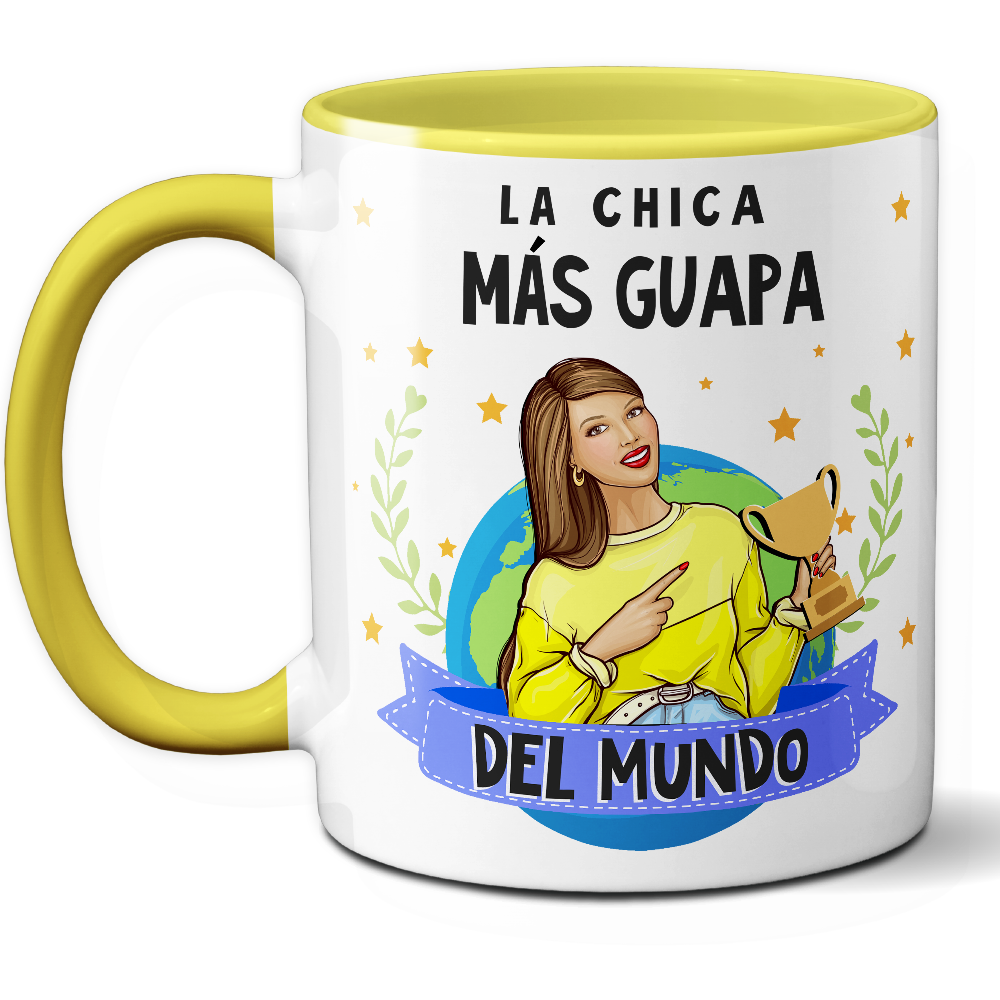 Taza Divertida 'La chica más guapa del mundo' - Ref. 92 - Cerámica 325 ml