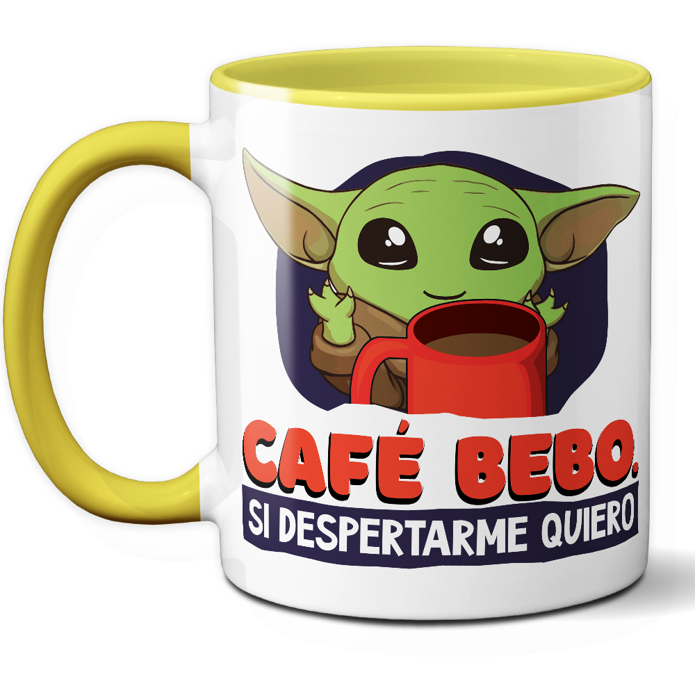 Taza Divertida 'Café bebo, si despertarme quiero' - Ref. 18 - Cerámica 325 ml