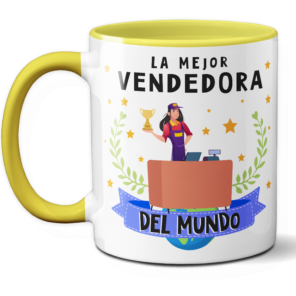 Taza Original 'La mejor vendedora del mundo' - Ref. 84 - Cerámica 325 ml
