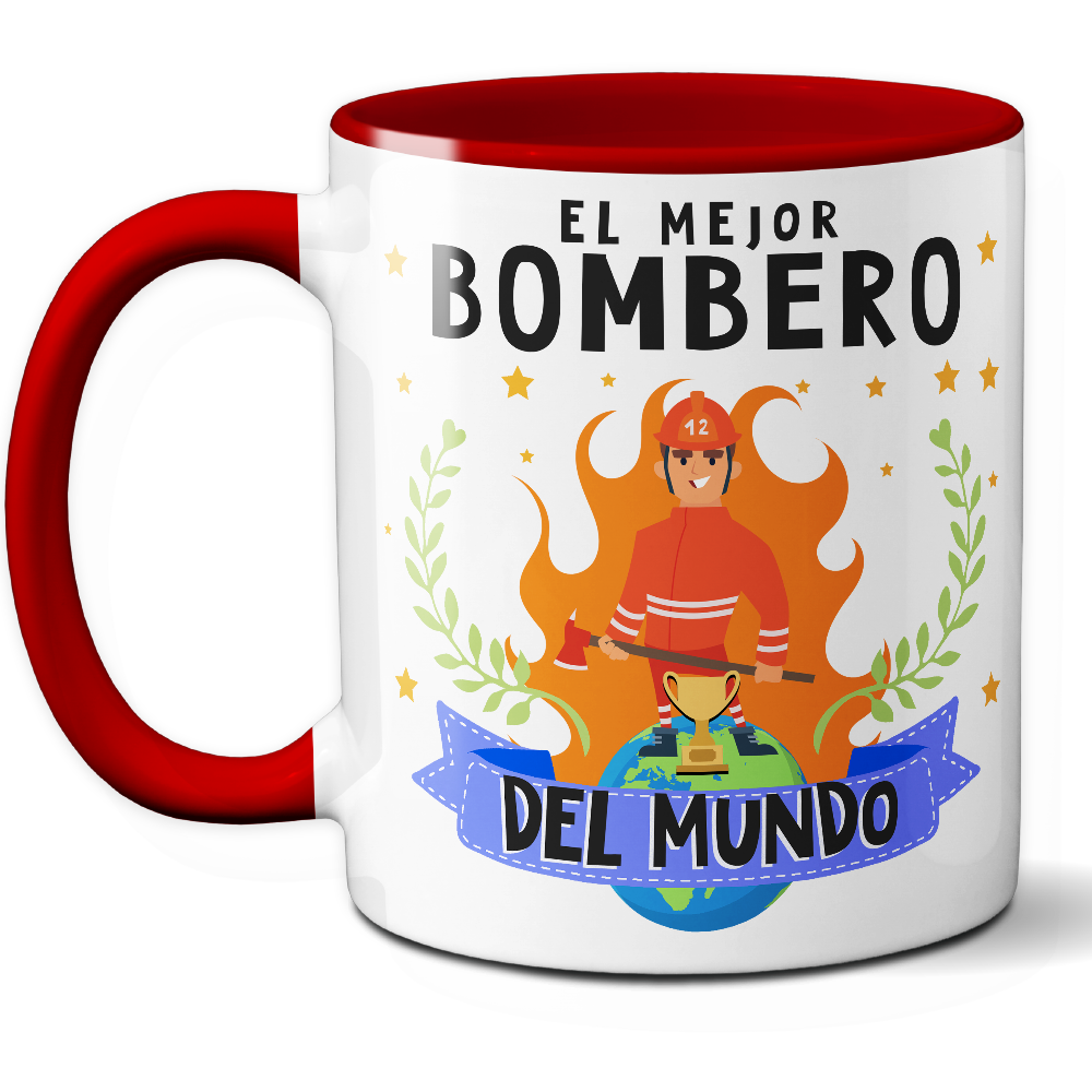 Taza Original 'El mejor bombero del mundo' - Ref. 31 - Cerámica 325 ml