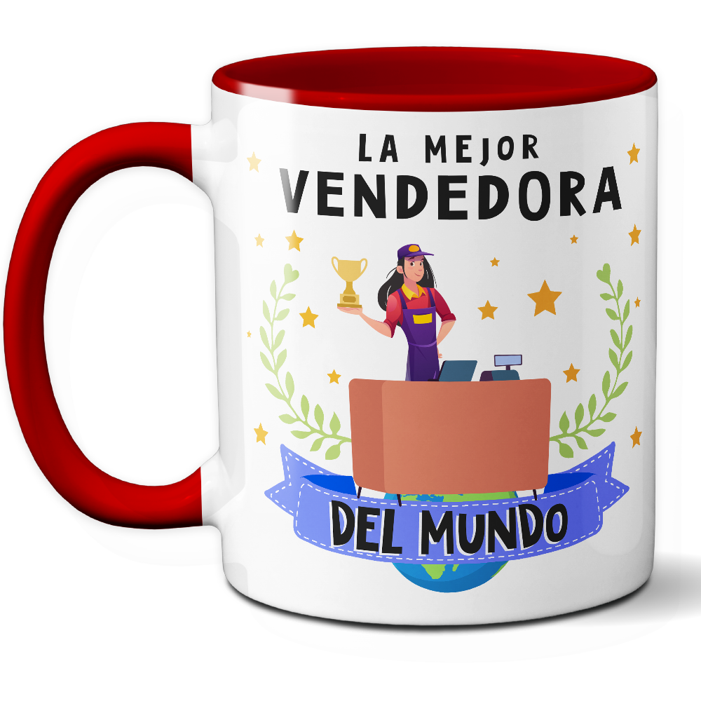 Taza Original 'La mejor vendedora del mundo' - Ref. 84 - Cerámica 325 ml