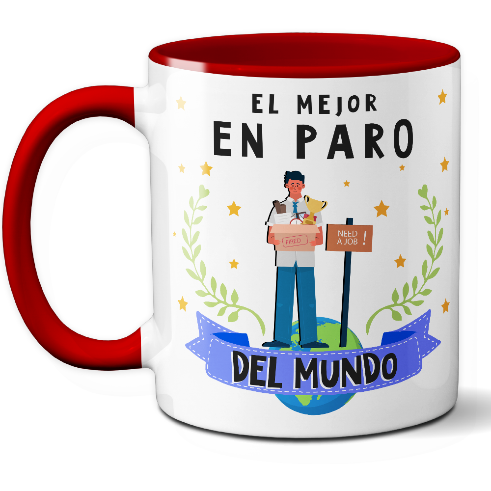 Taza Divertida 'El mejor en paro del mundo' - Ref. 86 - Cerámica 325 ml