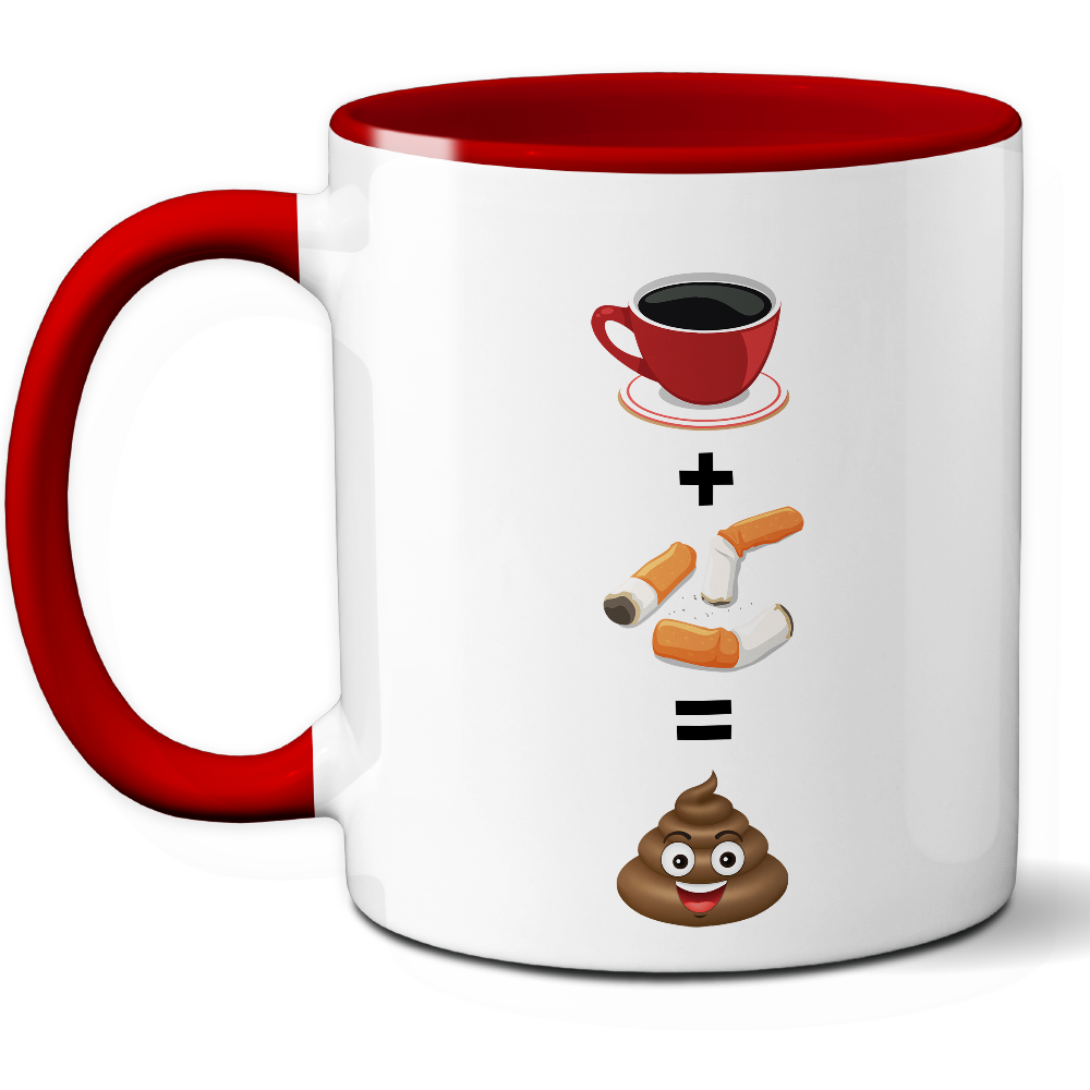 Taza Humorística 'Café + Cigarro = Muñeco de barro' - Ref. 99 - Cerámica 325 ml