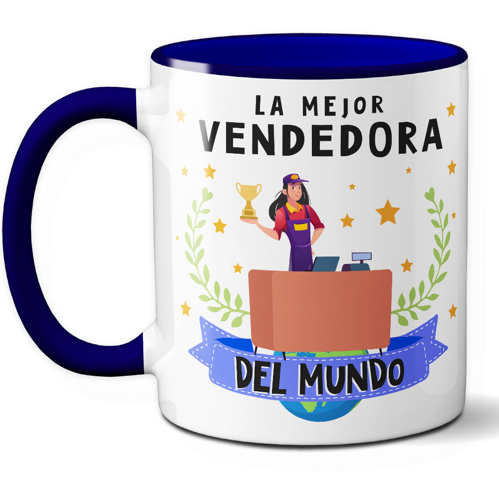 Taza Original 'La mejor vendedora del mundo' - Ref. 84 - Cerámica 325 ml