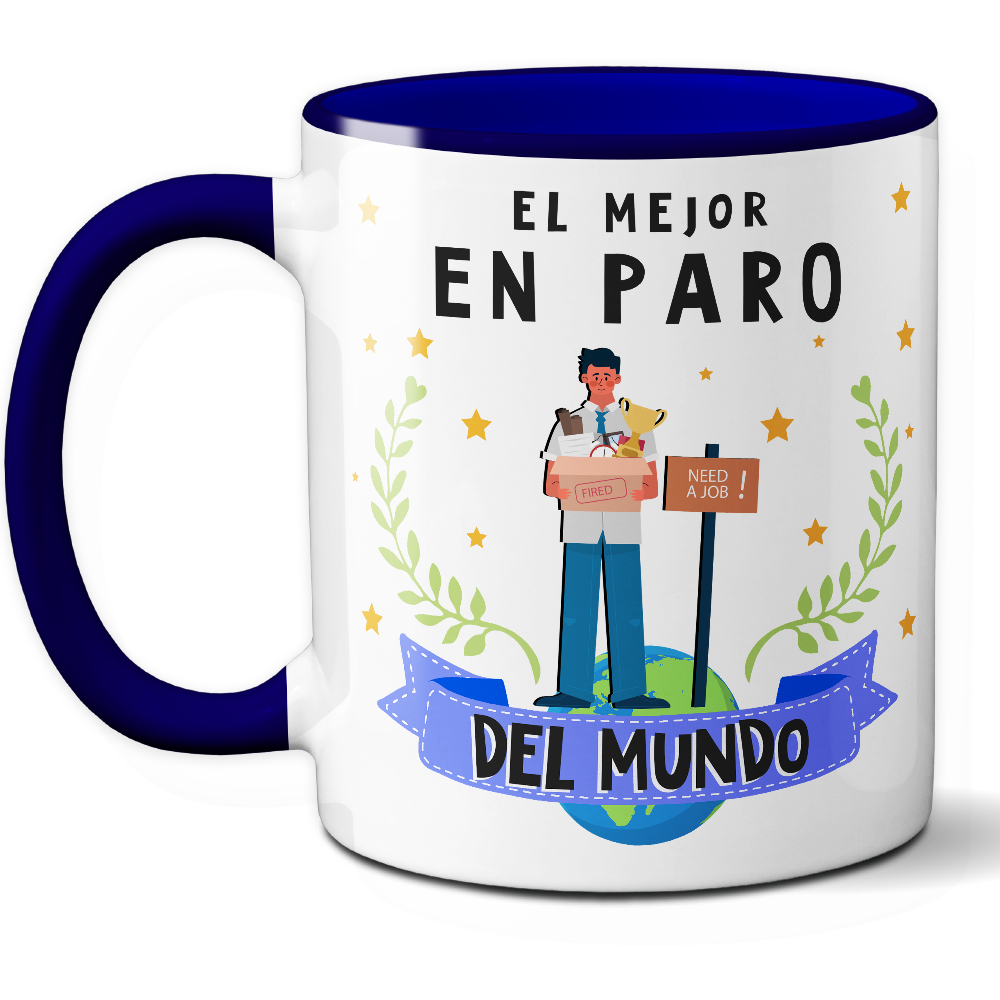 Taza Divertida 'El mejor en paro del mundo' - Ref. 86 - Cerámica 325 ml