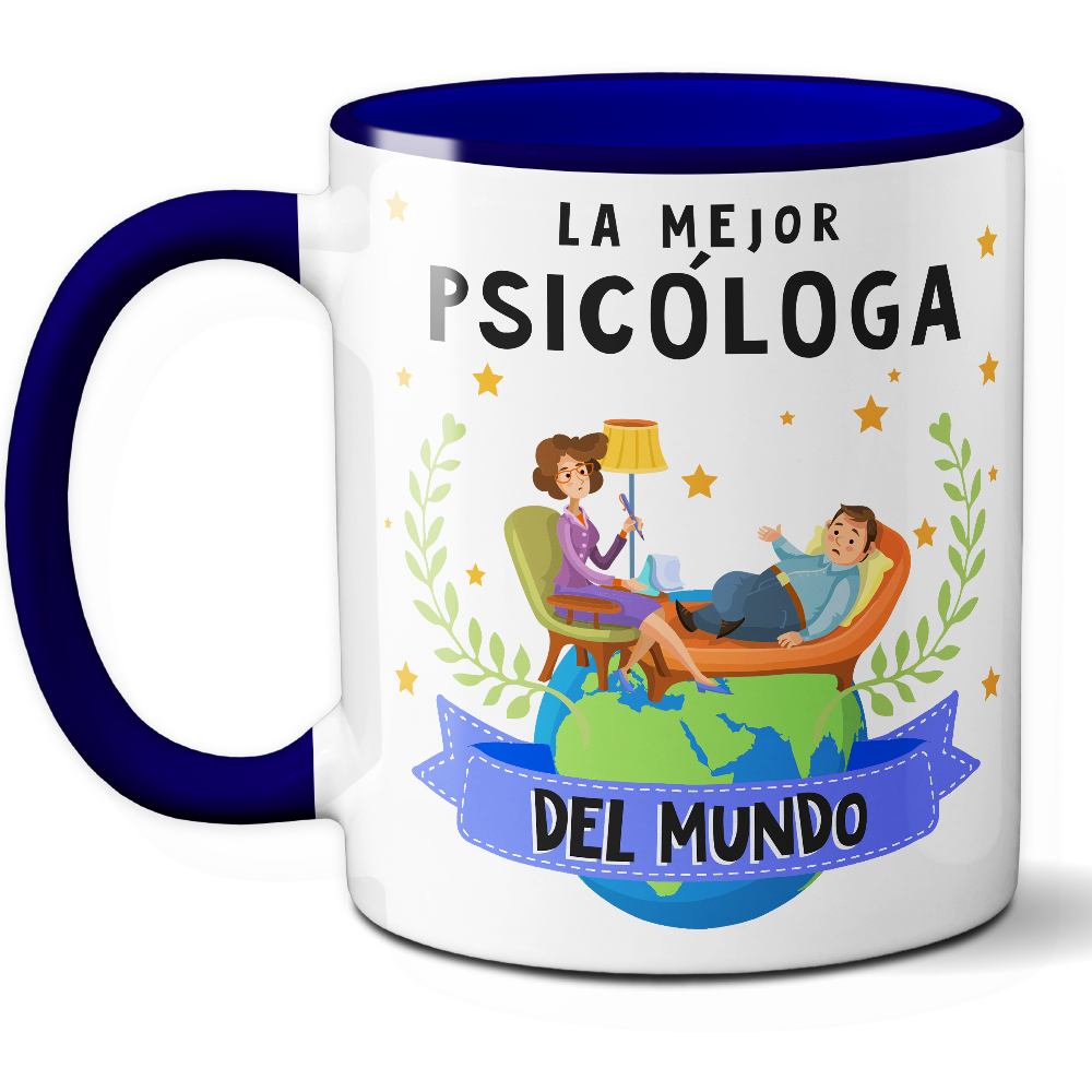 Taza Original 'La mejor psicóloga del mundo' - Ref. 75 - Cerámica 325 ml