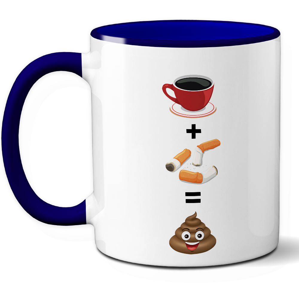 Taza Humorística 'Café + Cigarro = Muñeco de barro' - Ref. 99 - Cerámica 325 ml