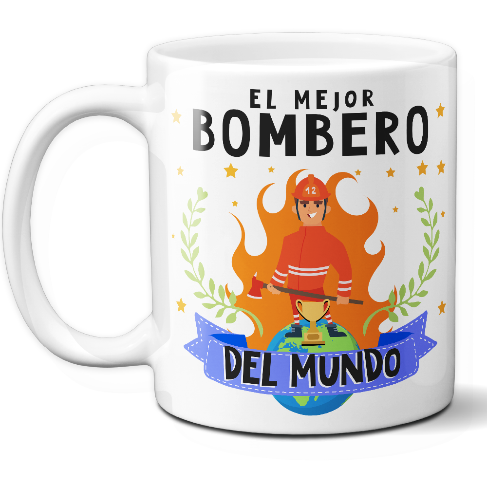 Taza Original 'El mejor bombero del mundo' - Ref. 31 - Cerámica 325 ml