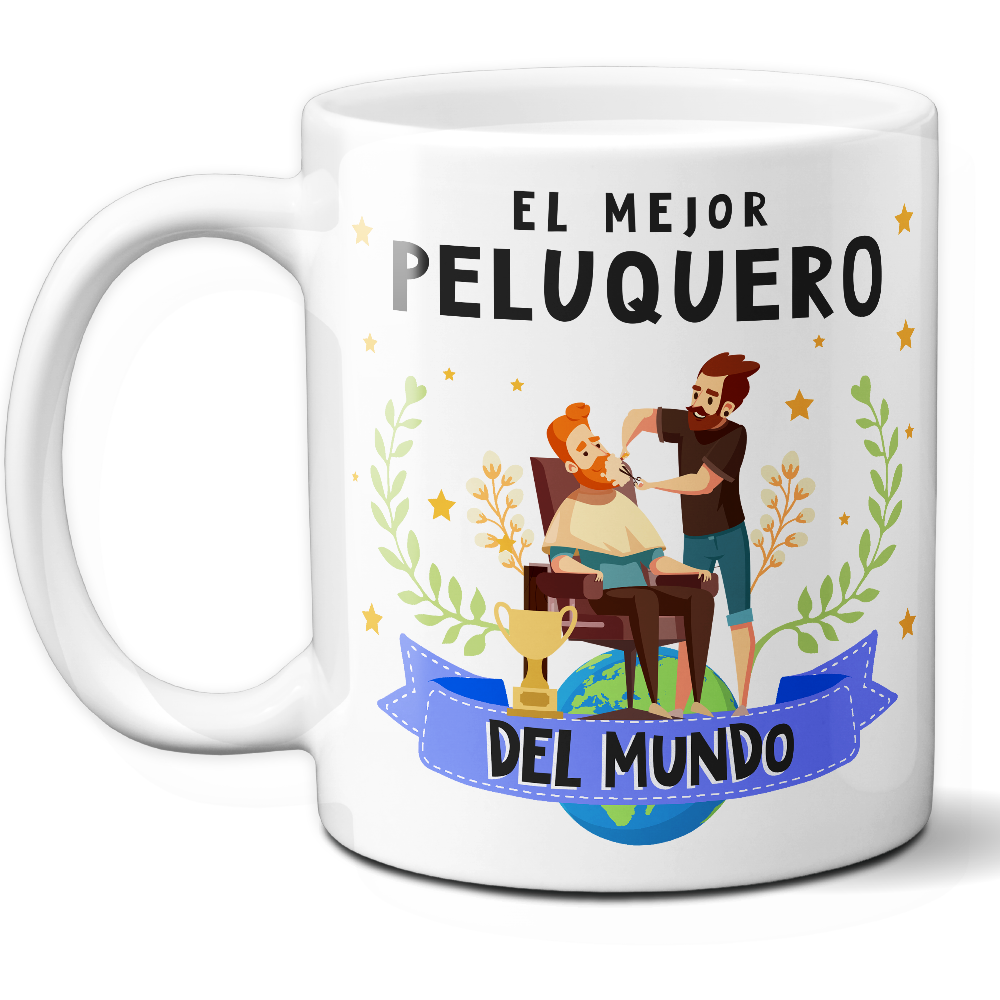 Taza Original 'El mejor peluquero del mundo' - Ref. 66 - Cerámica 325 ml