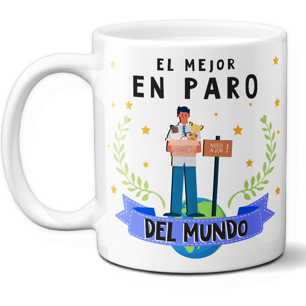 Taza Divertida 'El mejor en paro del mundo' - Ref. 86 - Cerámica 325 ml