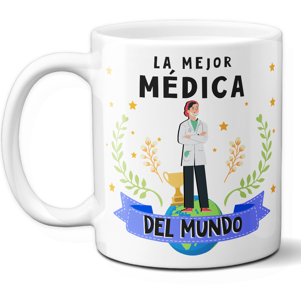 Taza Original 'La mejor médica del mundo' - Ref. 63 - Cerámica 325 ml