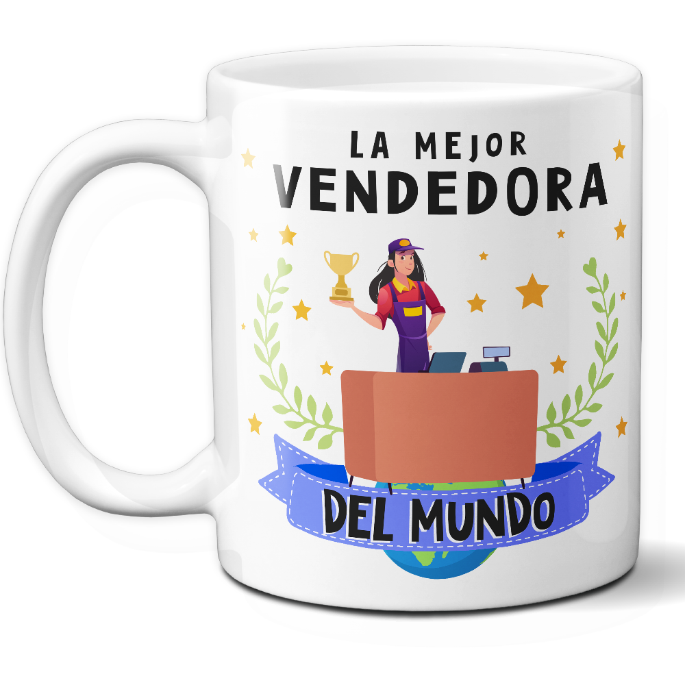 Taza Original 'La mejor vendedora del mundo' - Ref. 84 - Cerámica 325 ml