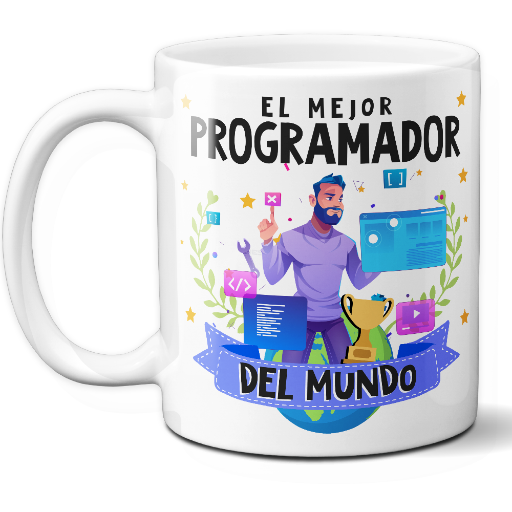 Taza Original 'El mejor programador del mundo' - Ref. 95 - Cerámica 325 ml
