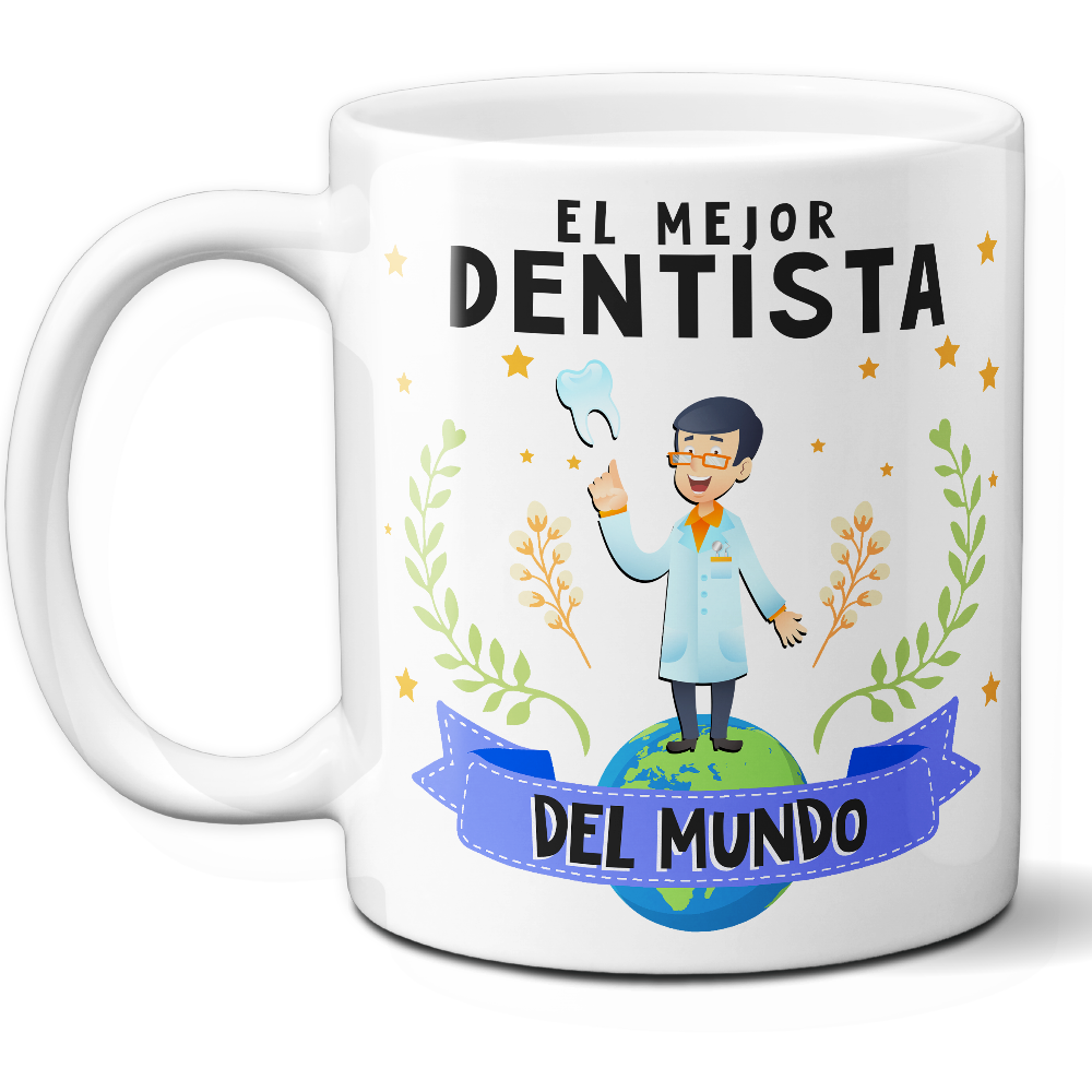 Taza Original 'El mejor dentista del mundo' - Ref. 37 - Cerámica 325 ml