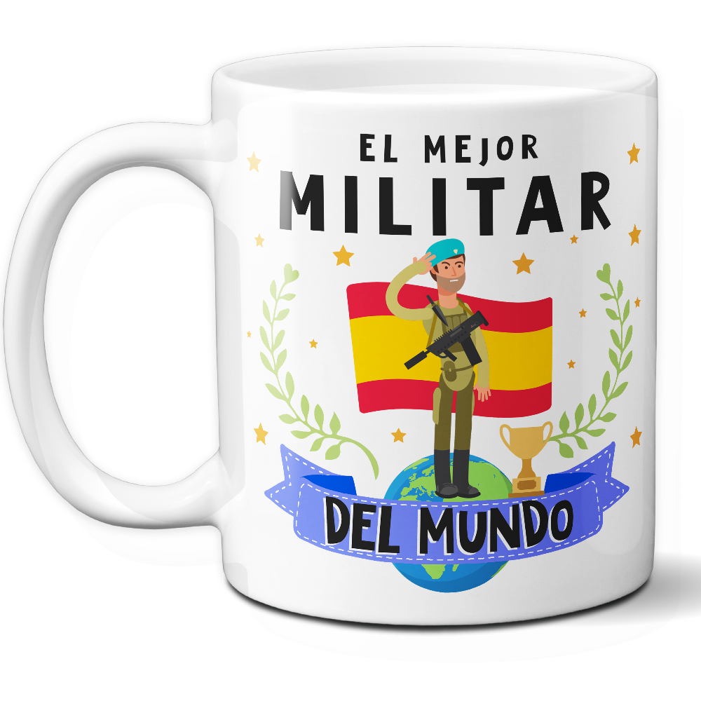 Taza Original 'El mejor militar del mundo' - Ref. 58 - Cerámica 325 ml